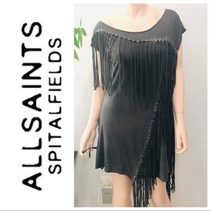 Allsaints Fringe Breton Rata Jumper Dress 6 M